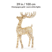 MerryNest™ Glitter Light-Up Christmas Deer — Champagne Gold, 39 in / 100 cm