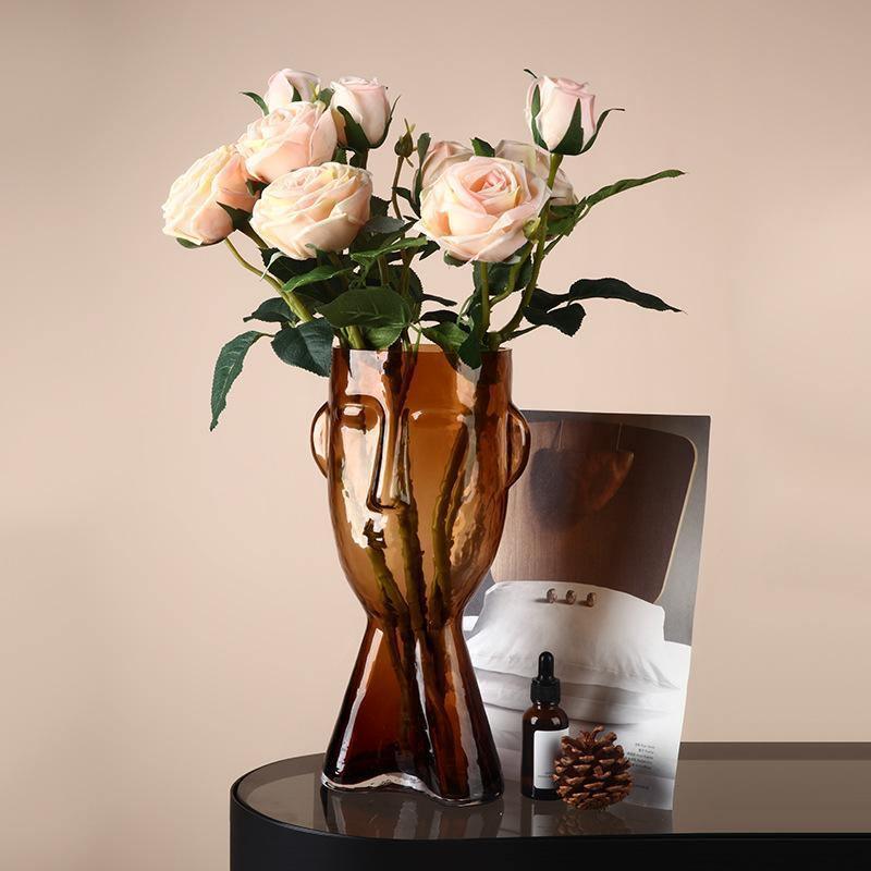 Artistic Face Handblown Glass Vase