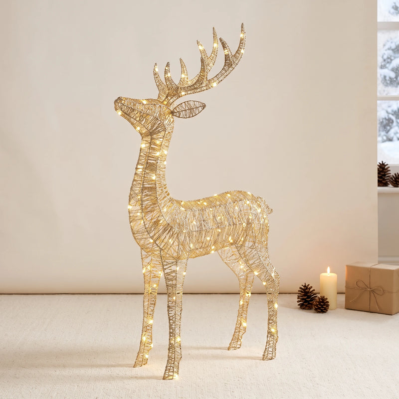 MerryNest™ Glitter Light-Up Christmas Deer in champagne gold