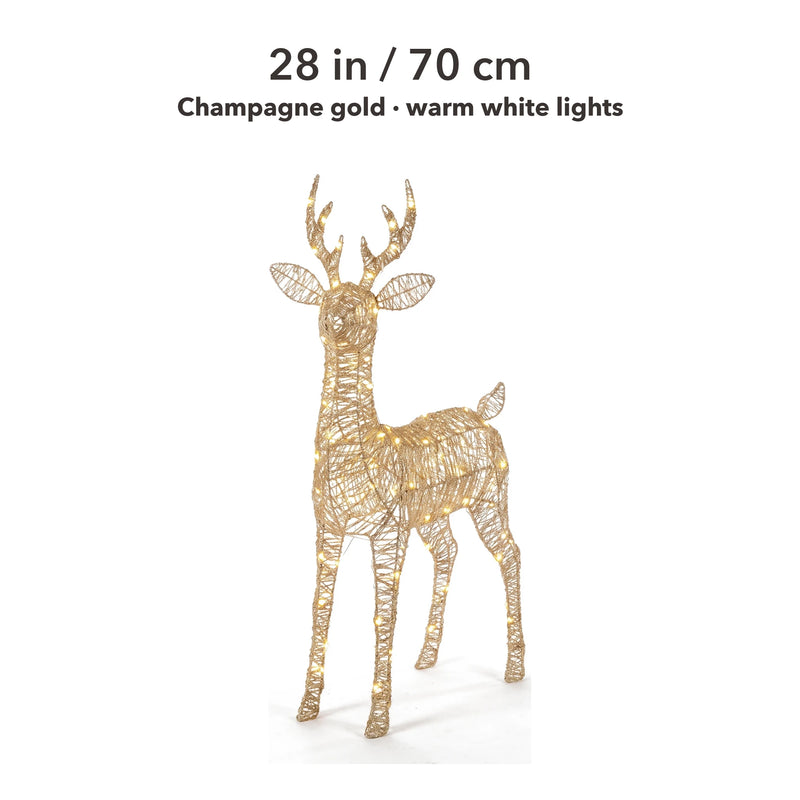 MerryNest™ Glitter Light-Up Christmas Deer — Champagne Gold, 28 in / 70 cm