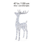 MerryNest™ Glitter Light-Up Christmas Deer — Silver, 47 in / 120 cm