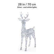 MerryNest™ Glitter Light-Up Christmas Deer — Silver, 28 in / 70 cm