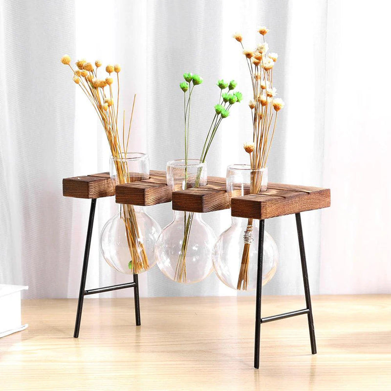 Flourish Propagation Vessel with Metal and Wooden Stand