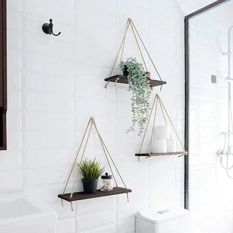 Wooden Rope Swing Wall-Mounted Rack
