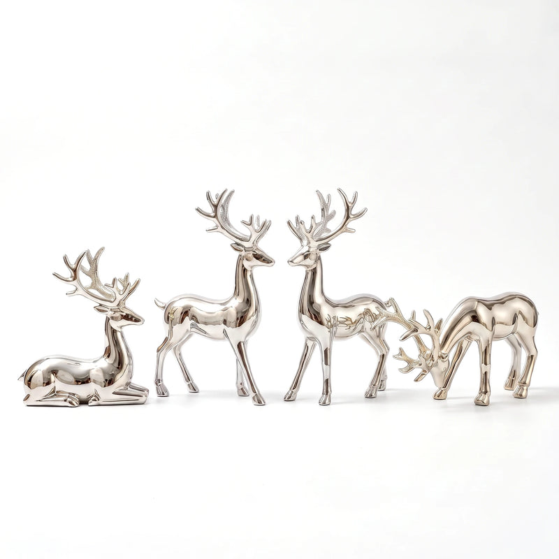 MerryNest™ Nordic Reindeer Figurine Set of 4 — Silver