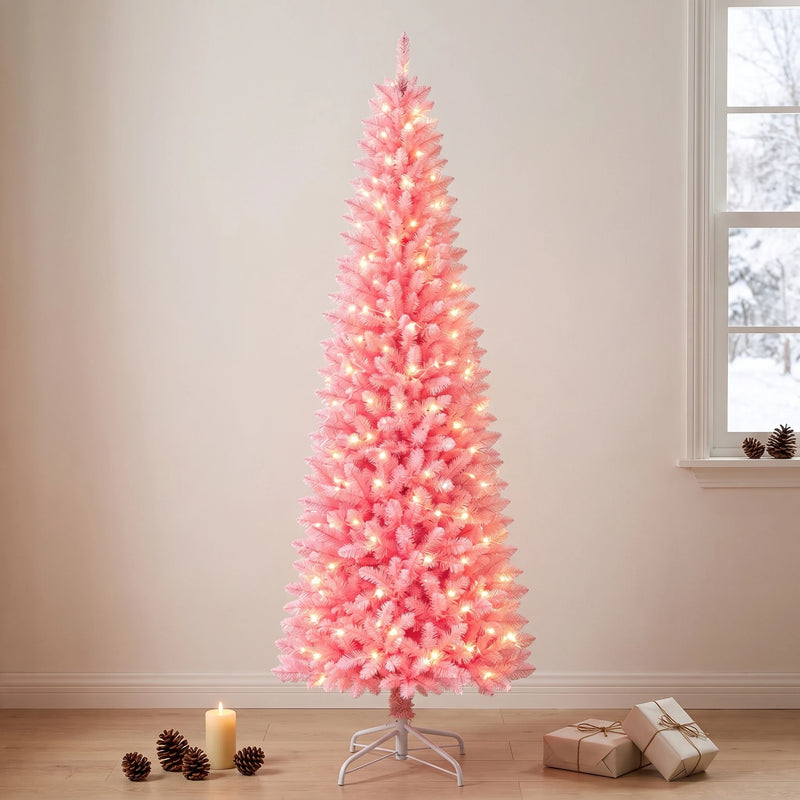 MerryNest™ Pink Pencil Christmas Tree with warm white lights