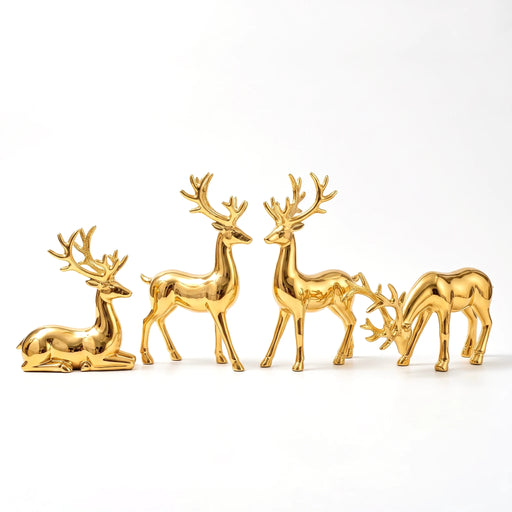 MerryNest™ Nordic Reindeer Figurine Set of 4 — Gold