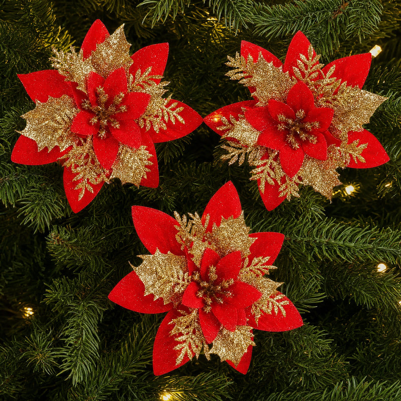 Glitter Christmas Flower Ornaments