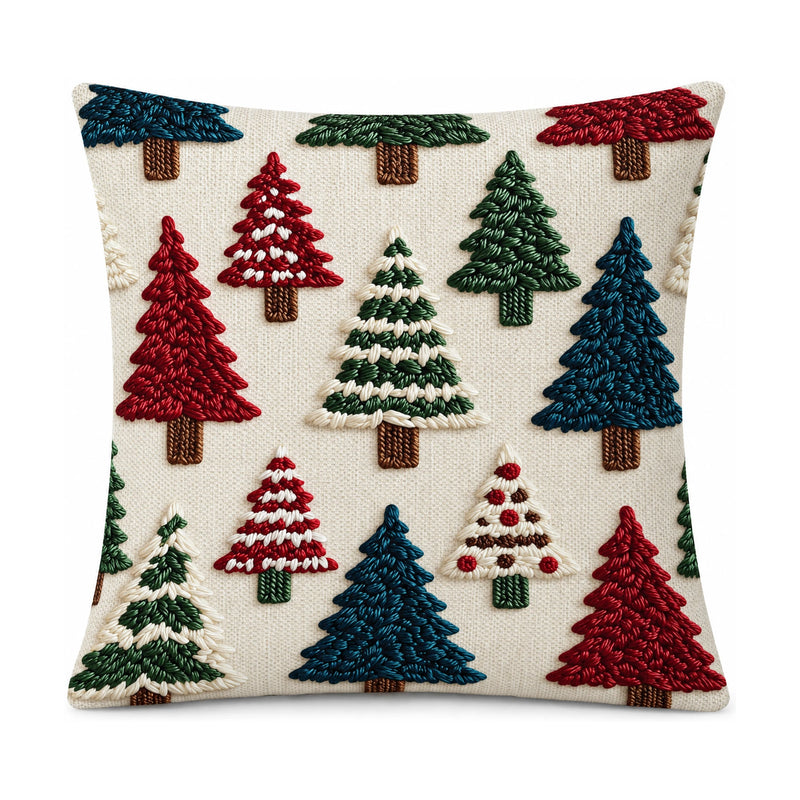 Christmas Tree Print Cushion Cover — Flat 2D Print, 16 to 24 in