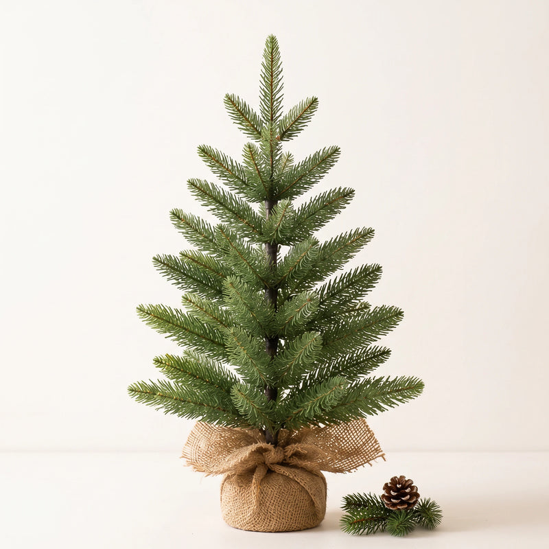 Pure PE Tabletop Christmas Tree — 18 in & 24 in, Unlit or Warm White LED