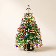 Colorful beaded holiday tree on a warm neutral background