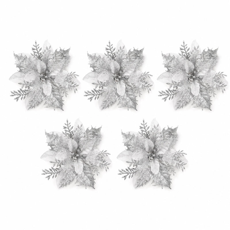 Glitter Christmas Flower Ornaments
