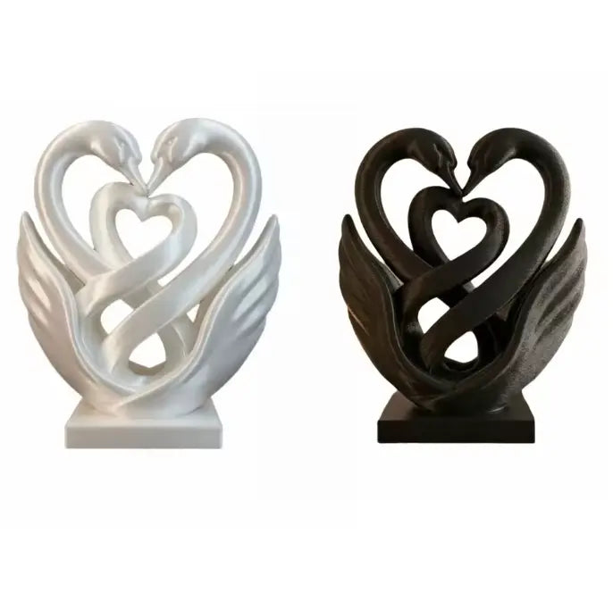 SwanForever Double Swan Heart Figurine - 3D Printed Romantic Love Ornament for Home & Wedding Décor