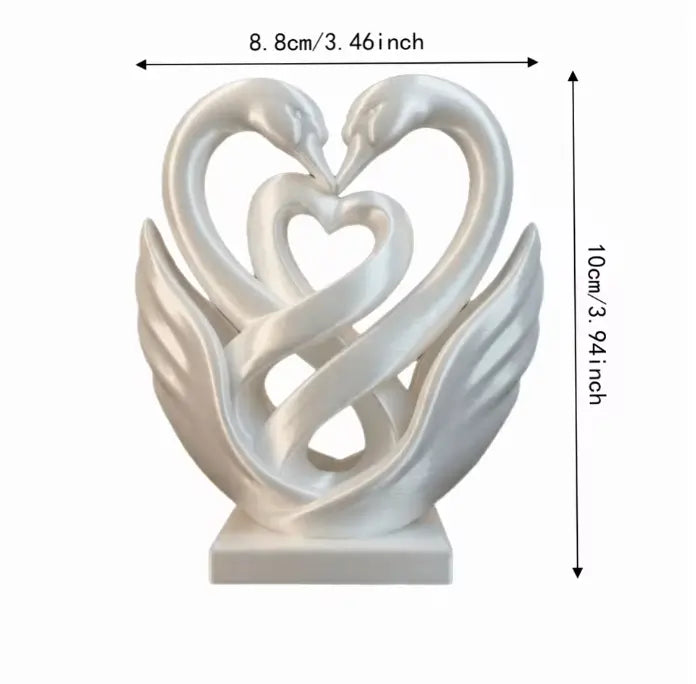 SwanForever Double Swan Heart Figurine - 3D Printed Romantic Love Ornament for Home & Wedding Décor