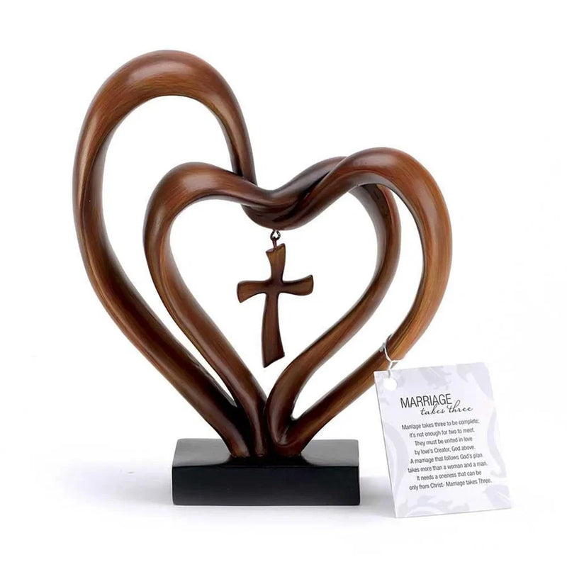 Entwined Heart & Cross Sculpture - Faith&Love Wedding Anniversary
