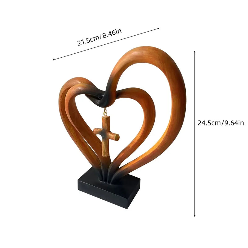 Entwined Heart & Cross Sculpture - Faith&Love Wedding Anniversary