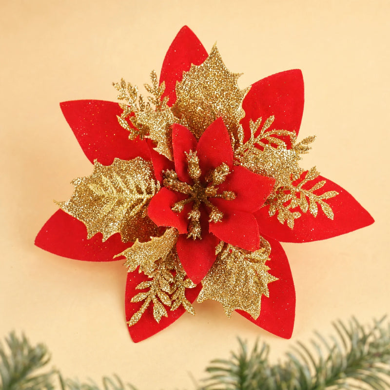Glitter Christmas Flower Ornaments
