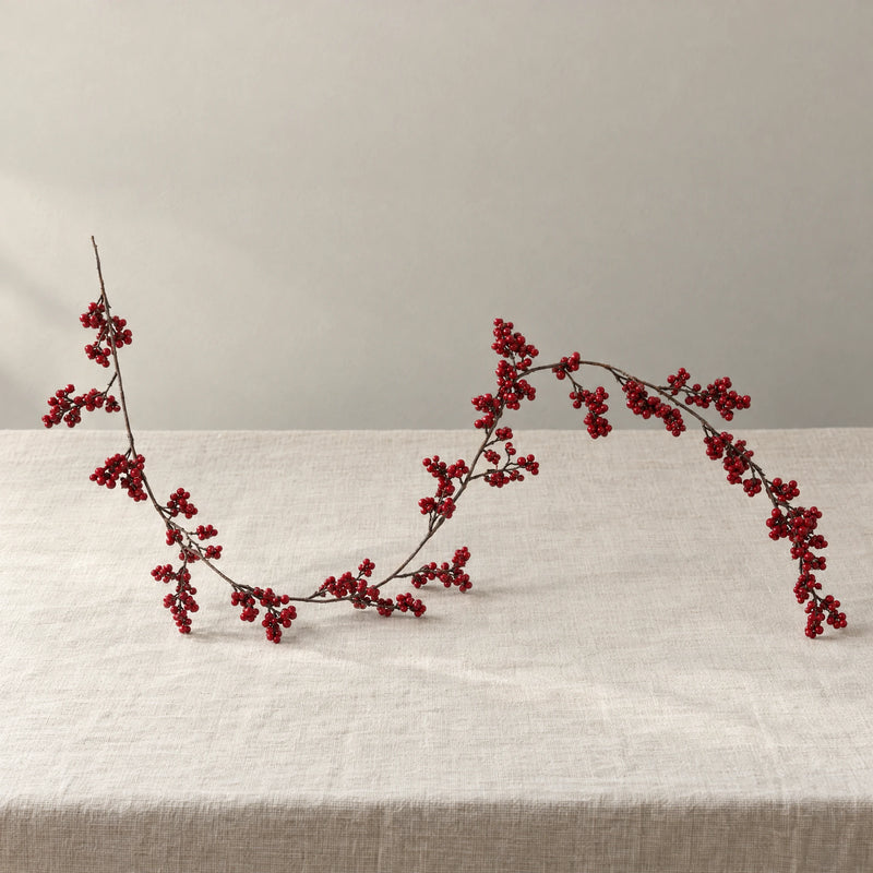 Artificial Christmas Berry Vine, Red Berry Garland, Bendable