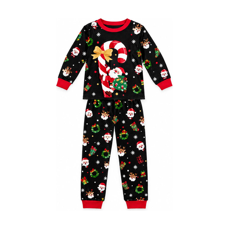Christmas Family Matching Pyjamas — Santa & Candy Cane Print, 2-Piece Set
