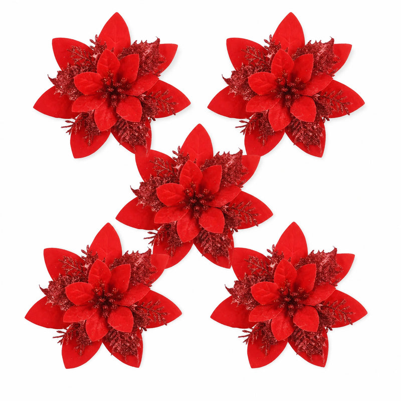 Glitter Christmas Flower Ornaments