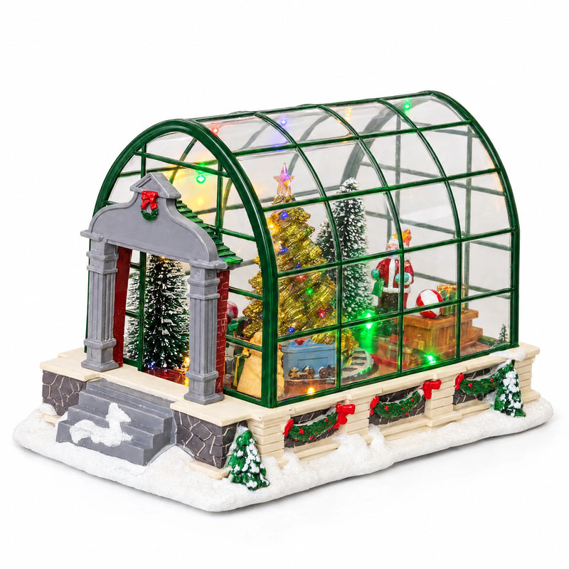 Greenhouses Christmas miniature with transparent curved roof on a white background