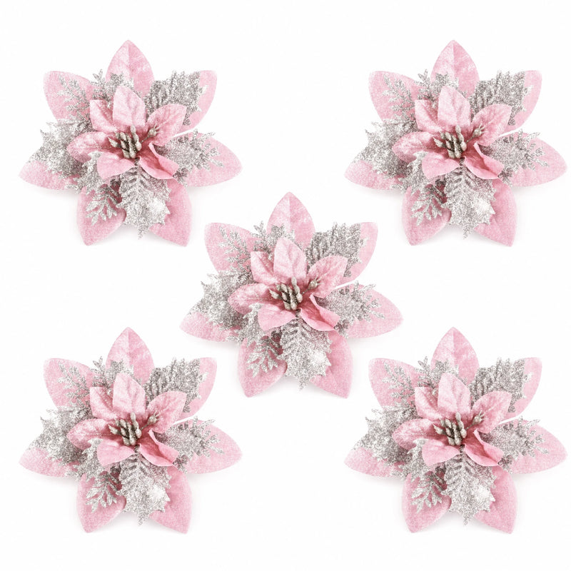 Glitter Christmas Flower Ornaments