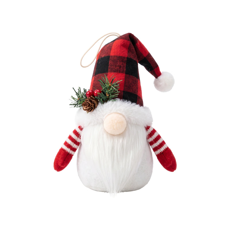 Plush Christmas Gnome Hanging Ornament with Warm LED Glow