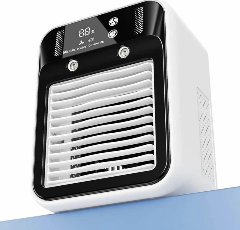 Portable Mini Air Cooler - 700ML Humidifying Fan with Ice & Spray Modes