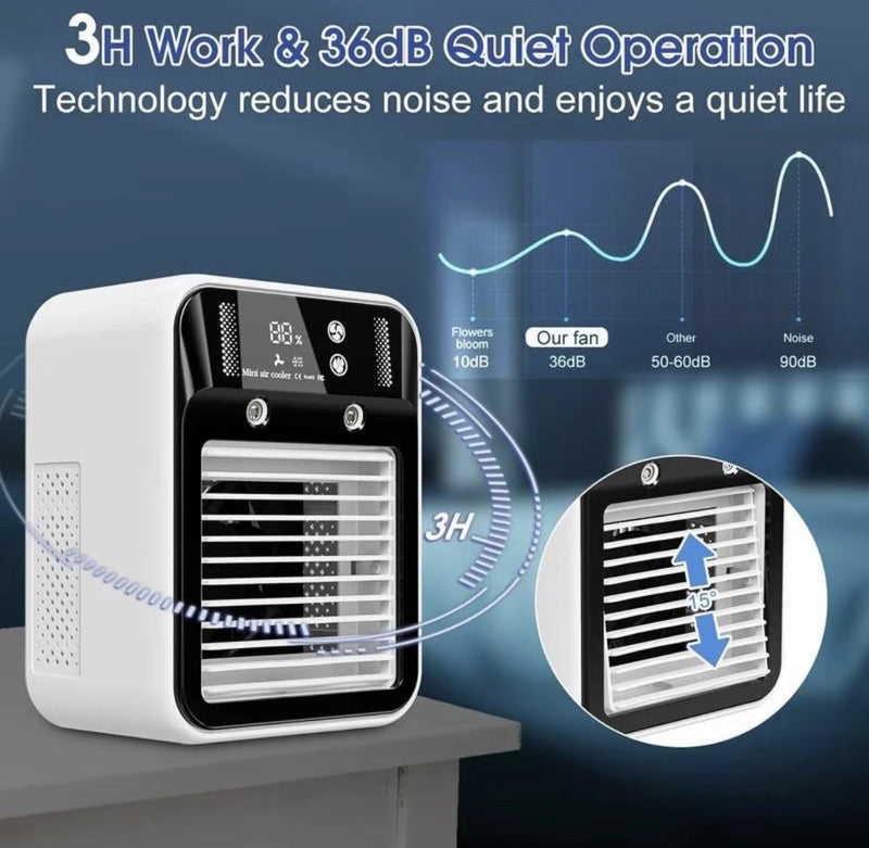 Portable Mini Air Cooler - 700ML Humidifying Fan with Ice & Spray Modes