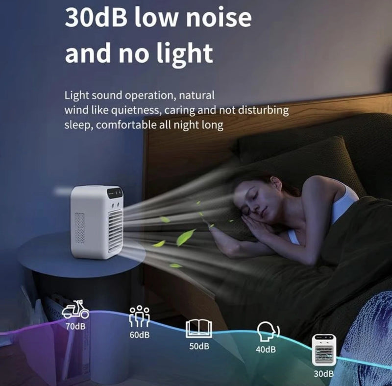 Portable Mini Air Cooler - 700ML Humidifying Fan with Ice & Spray Modes