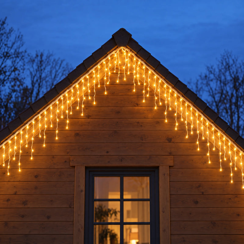 LED Curtain Lights, 8 Modes, Outdoor Icicle String, US/EU Plug