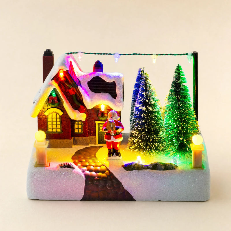Lighted Christmas Village with Santa & Trees