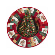 Color 2 Christmas tree print round rug, 120 cm diameter, on a white background