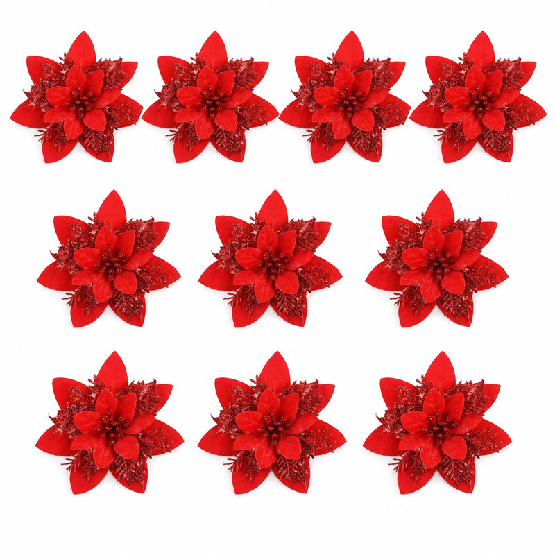 Glitter Christmas Flower Ornaments