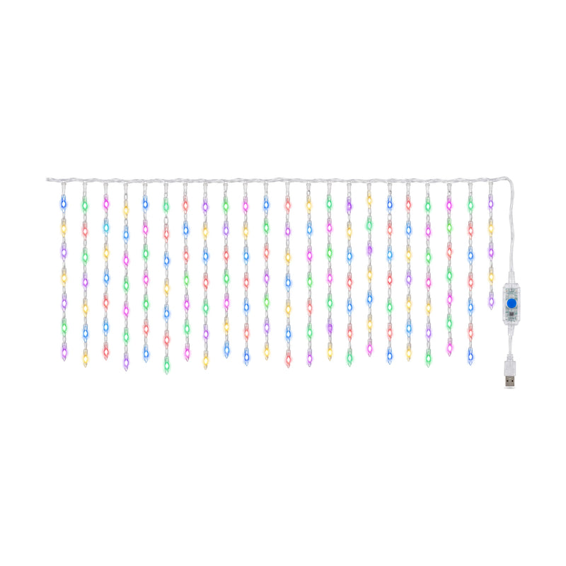 USB icicle curtain light, 10 m 200 LED, multicolour, on a white background