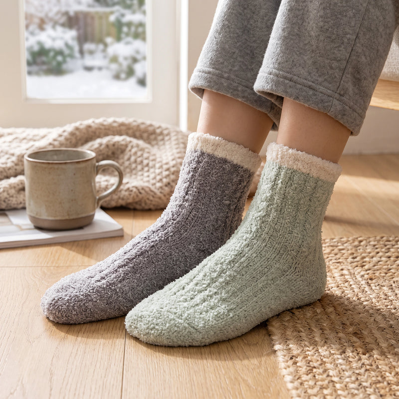5 Pairs of Thickened Coral Fleece Socks for Women