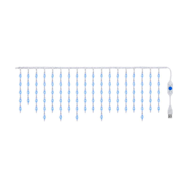 USB icicle curtain light, 10 m 200 LED, blue, on a white background