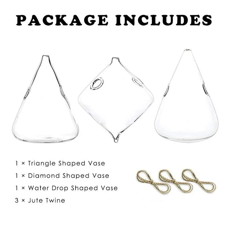 3-Piece Glass Hanging Terrarium Vases