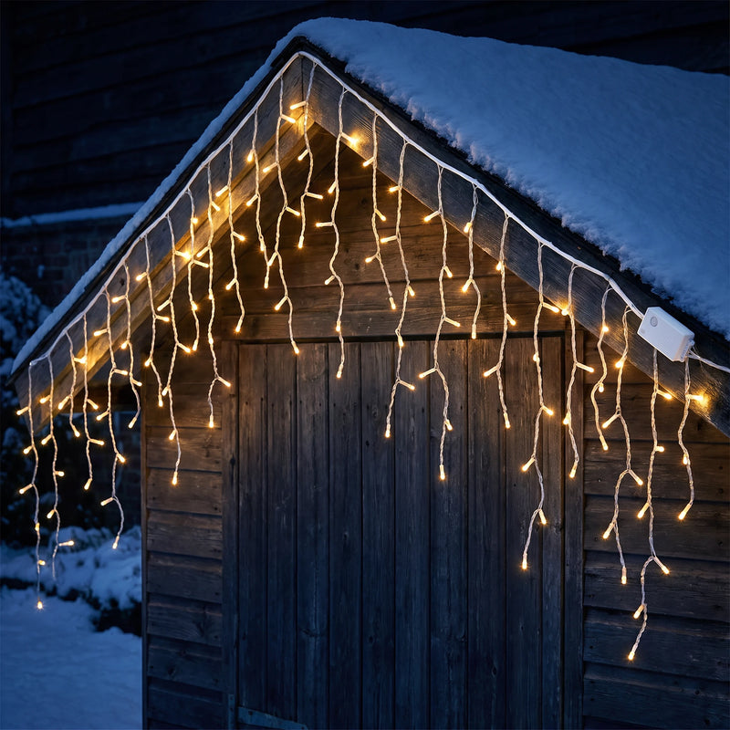 LED Curtain Lights, 8 Modes, Outdoor Icicle String, US/EU Plug
