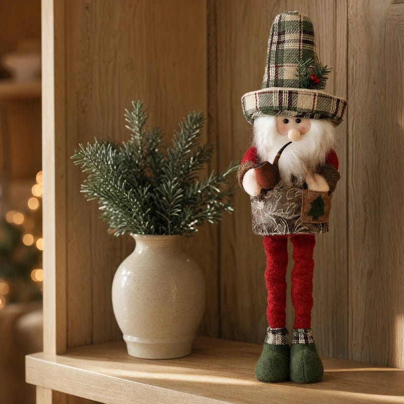 Plaid Telescopic Christmas Doll