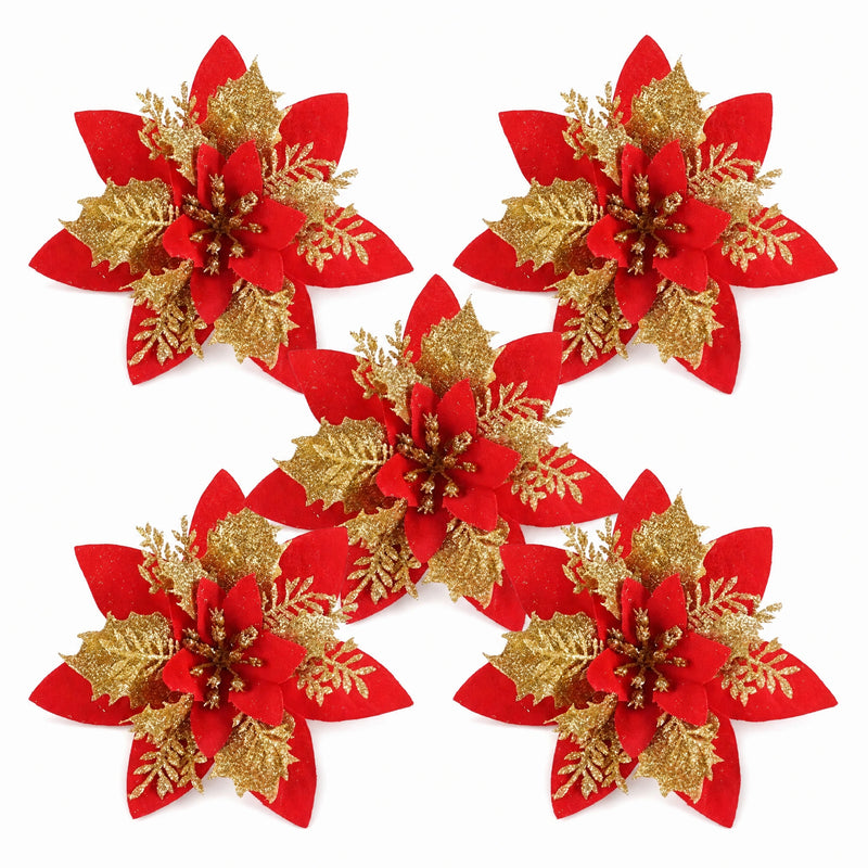 Glitter Christmas Flower Ornaments
