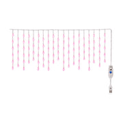 USB icicle curtain light, 10 m 200 LED, pink, on a white background