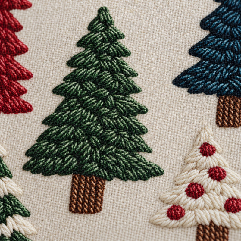 Christmas Tree Print Cushion Cover — Flat 2D Print, 16 to 24 in