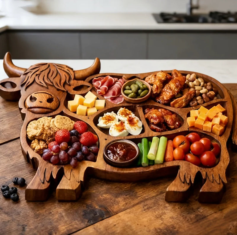 Highland Feast™ - Rustic Cow Charcuterie Board