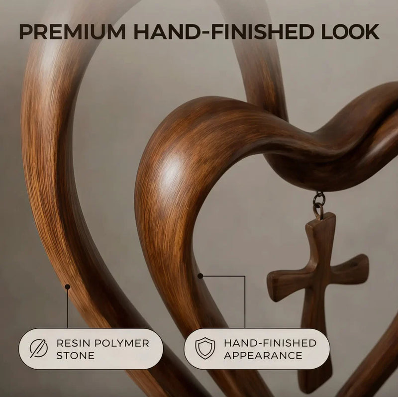 Entwined Heart & Cross Sculpture - Faith&Love Wedding Anniversary