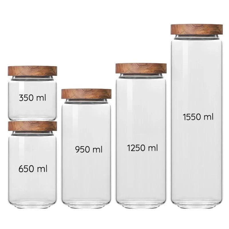 Acacia & Glass Food Storage Bins