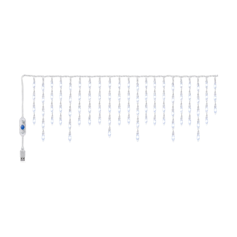 USB icicle curtain light, 10 m 200 LED, white, on a white background