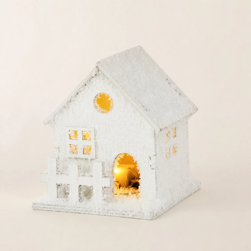 Snow-Flocked LED Christmas House