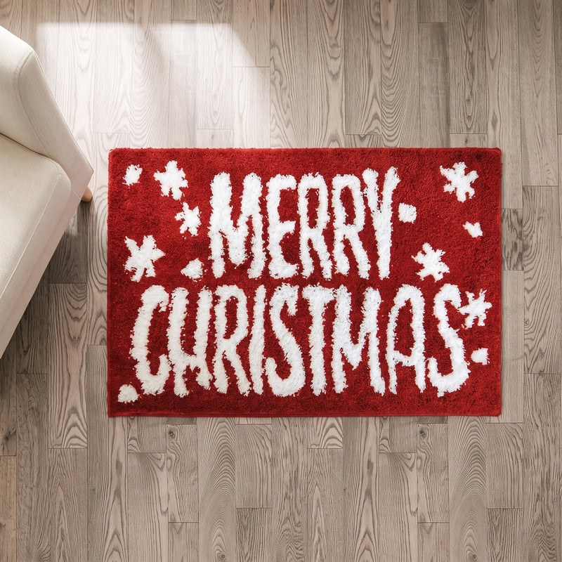 Merry Christmas Red Accent Rug