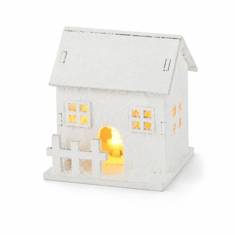 Snow-Flocked LED Christmas House